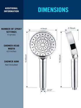 Cobbe shower head mounted on wall, easy install and adjustable spray.