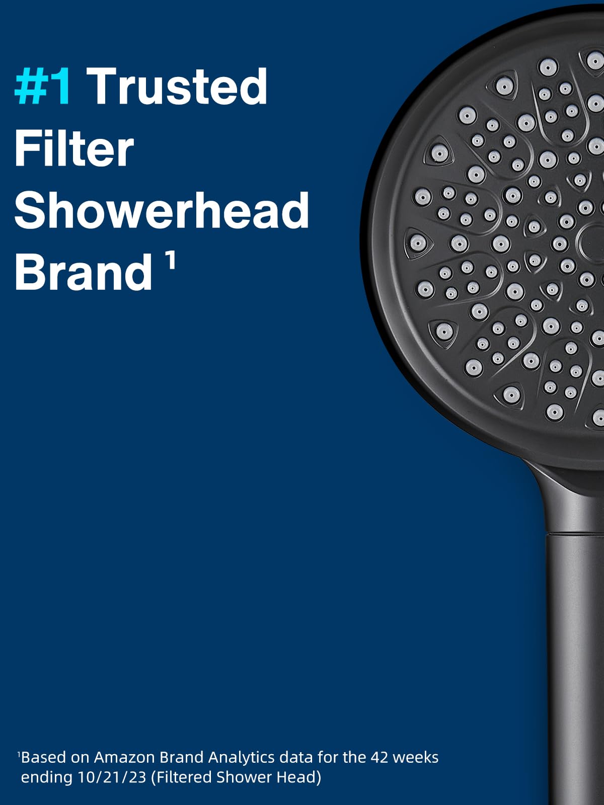 Cobbe handheld filtered shower head held in hand demonstrates portable, easy everyday use.