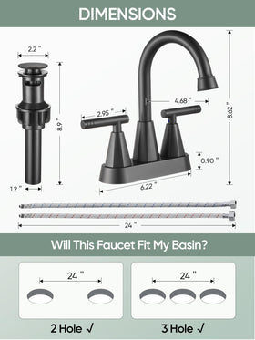 Cobbe midnight black faucet with 304 stainless hoses for durable water supply.