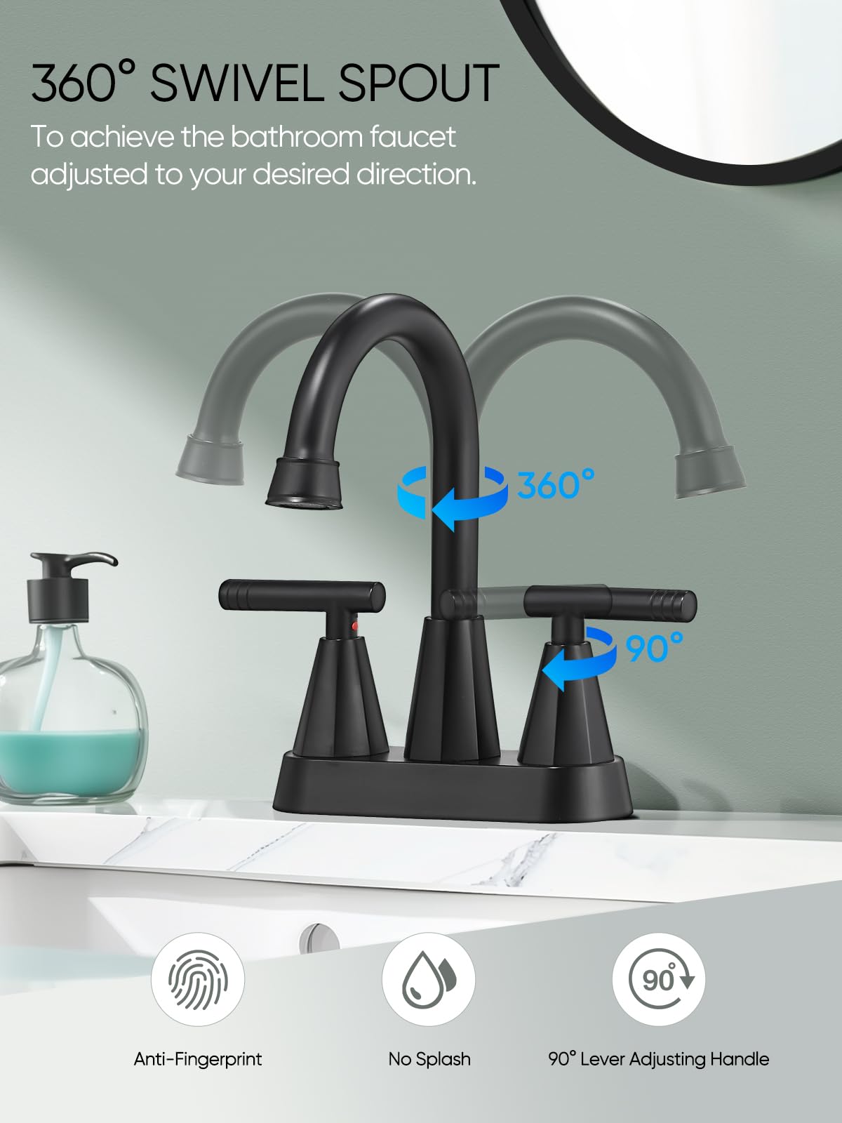 Cobbe midnight black faucet showing dual-lever handles for precise control