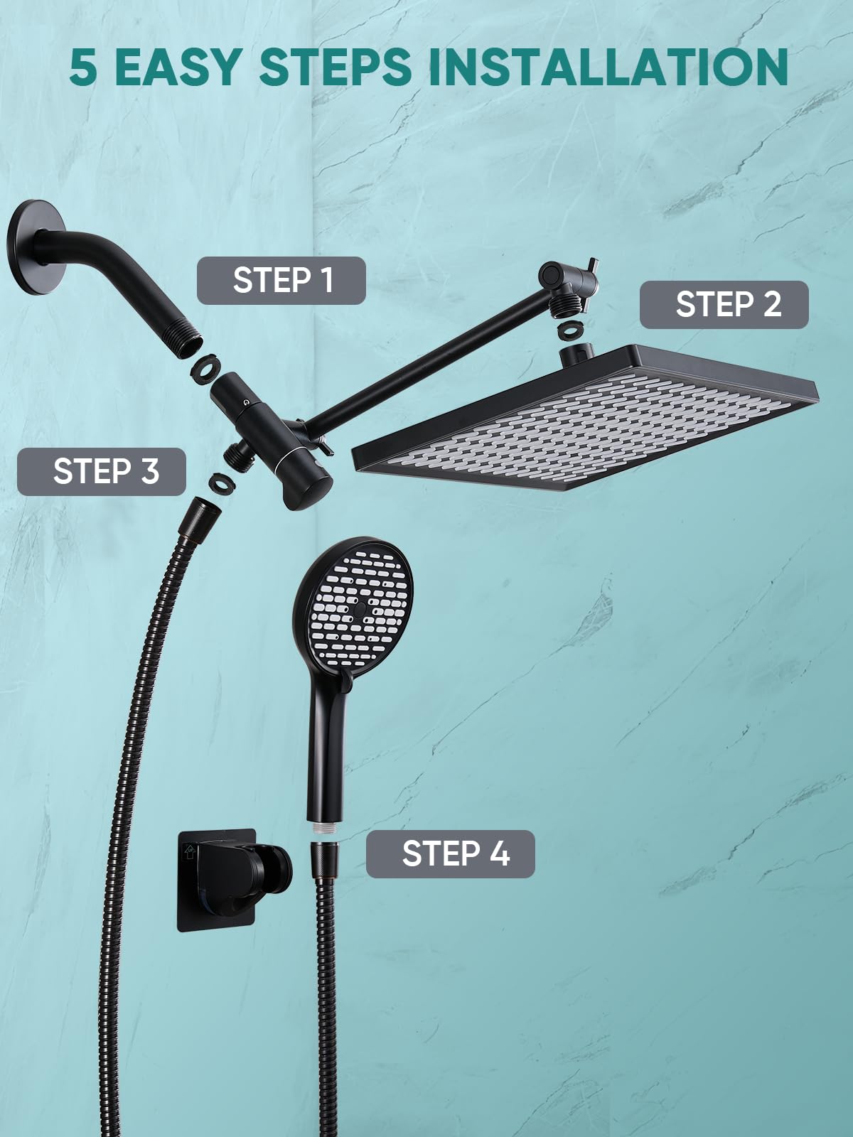 Cobbe shower set in use demonstrates a versatile bathroom upgrade.