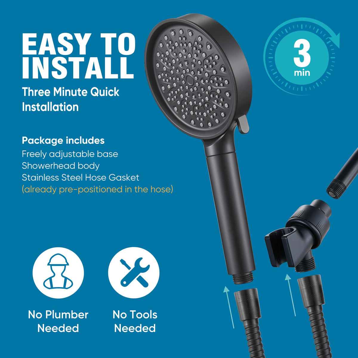 Cobbe wide-flow panel with 144 outlet holes ensures even coverage.