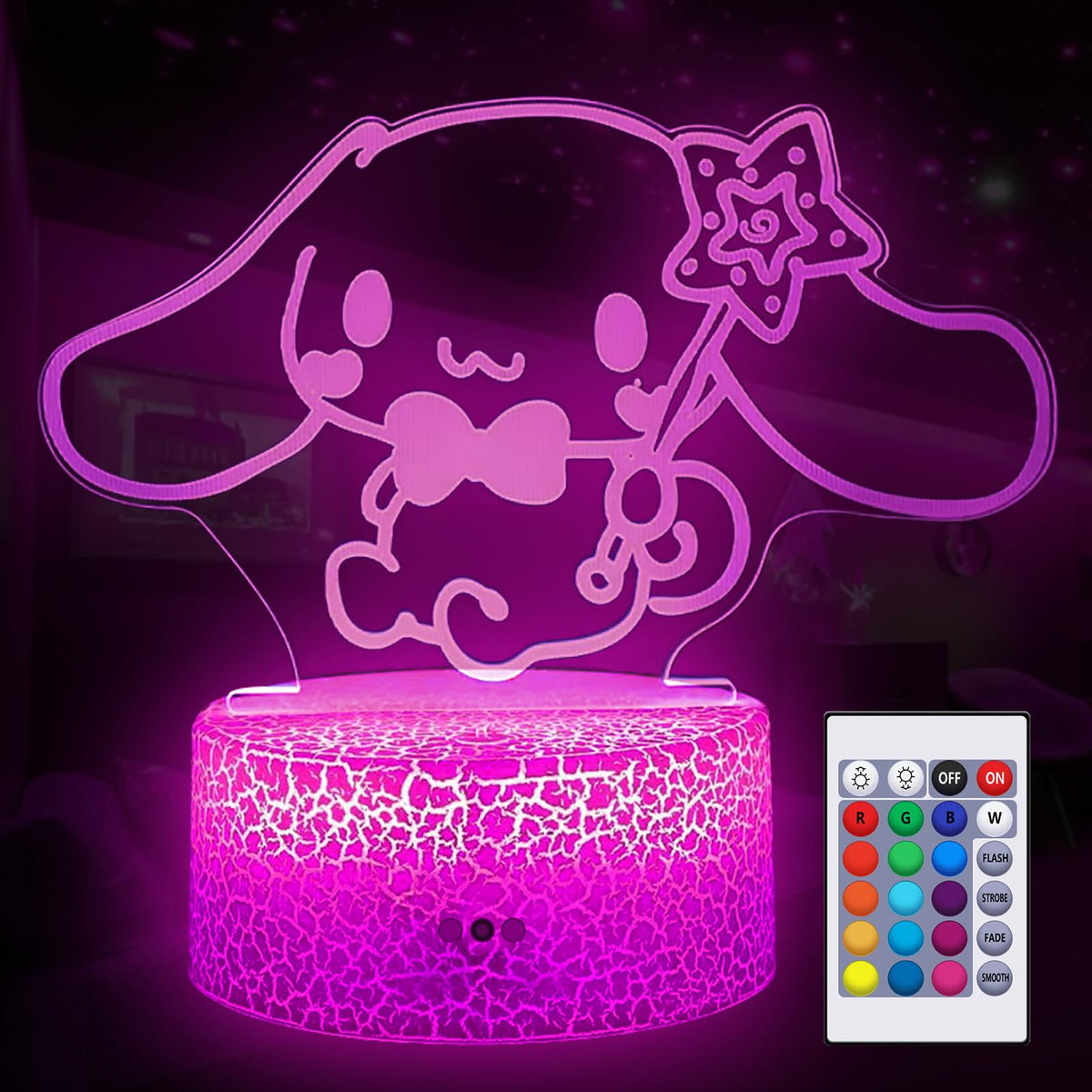 COBIKU 16-color night light with remote for easy bed-side color changes