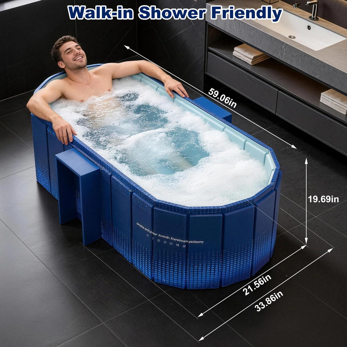 COBOPANDA 59-inch oval interior provides space to stretch during a soak.