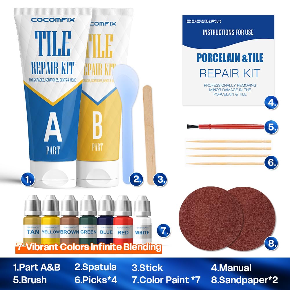 cocomfix tile repair kit color-match cracks hides cracks for a durable invisible repair on porcelain