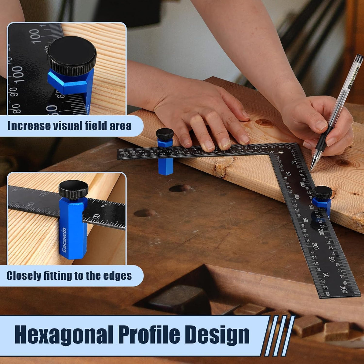 Cocowin gauge compatible with most squares under 8 mm thickness.