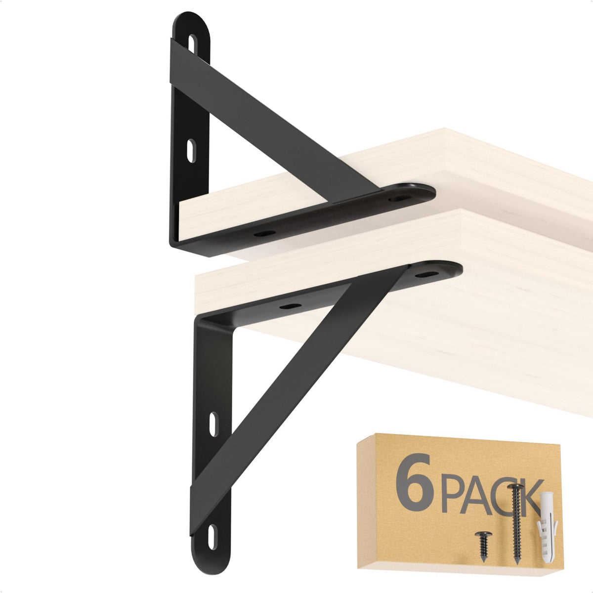 Cocoya 5x4 shelf brackets mounted on wall provide sturdy floating shelf support.