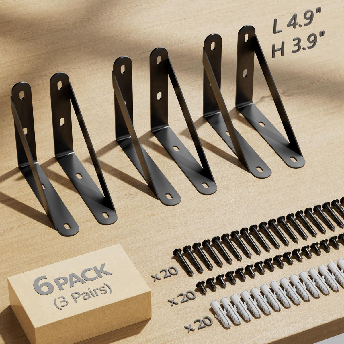 Cocoya heavy-duty brackets in black steel finish secure kitchen shelves.