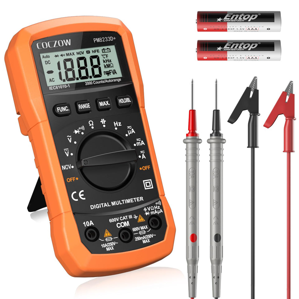 Coczow digital multimeter backlit LCD display enables easy readings in dim light