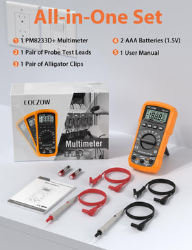 Coczow digital multimeter compact packaging with included accessories