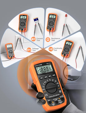 Coczow digital multimeter fold-out stand allows hands free measurements