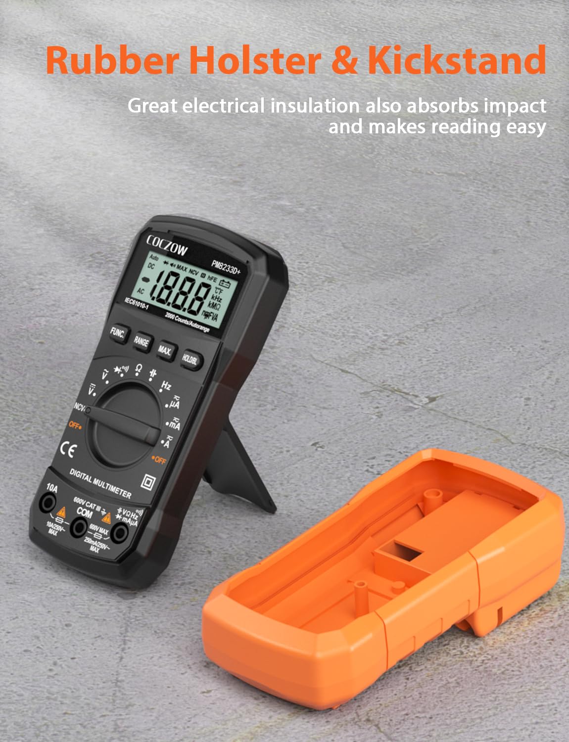 Coczow digital multimeter front view highlights compact ergonomic design