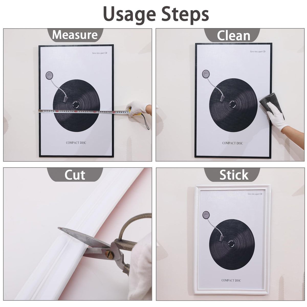 Coengwui adhesive-backed wall trim attaches cleanly with no residue.