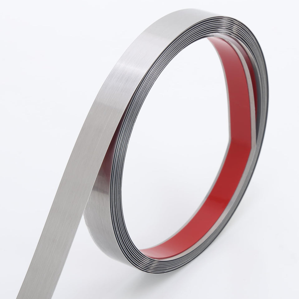 Coengwui brushed silver molding in application view showing easy DIY install.