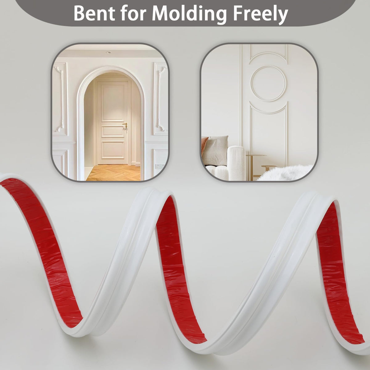 Coengwui cleanable border and cabinet molding refreshes a room with a quick wipe.