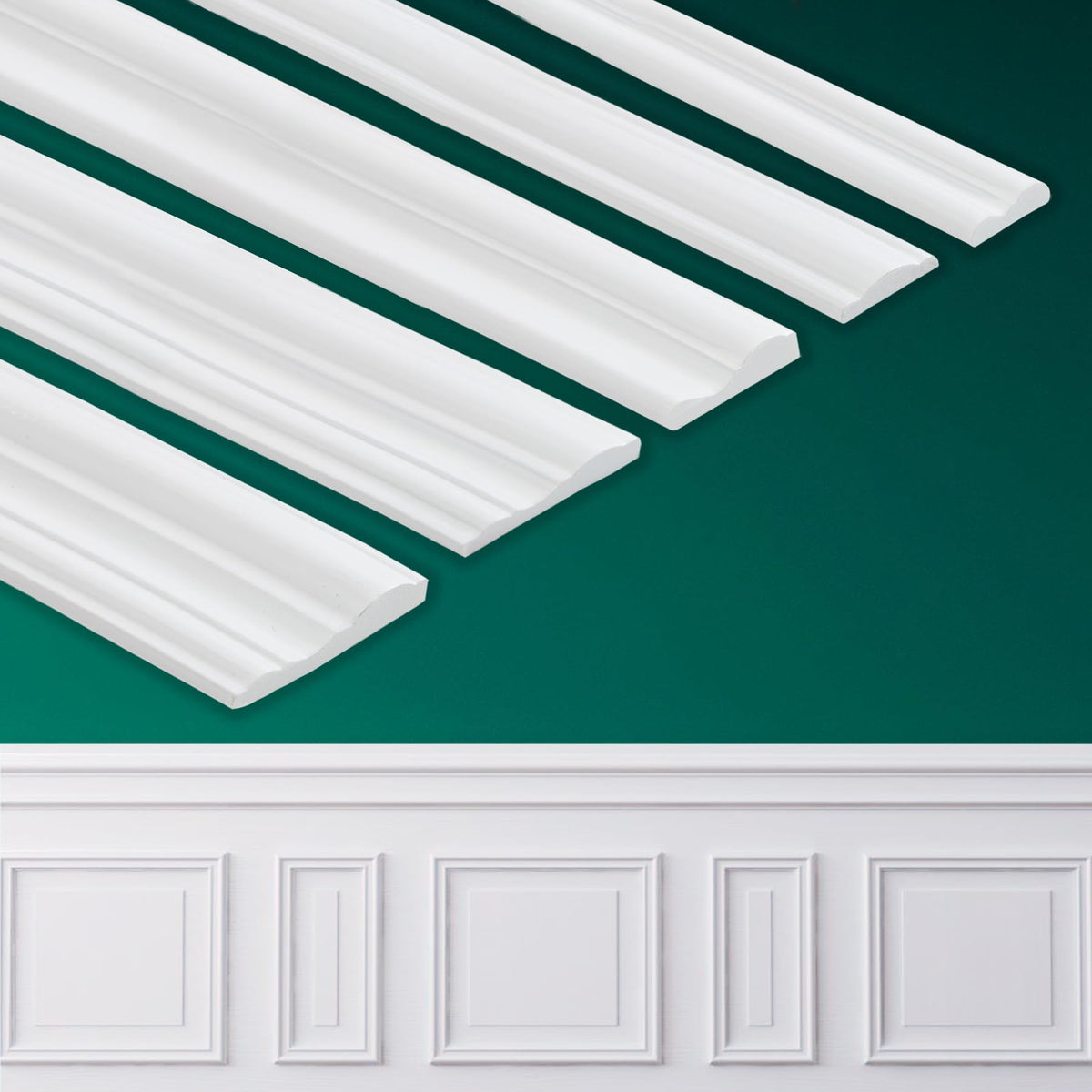 Coengwui peel and stick wall molding shown for easy, tool-free installation.