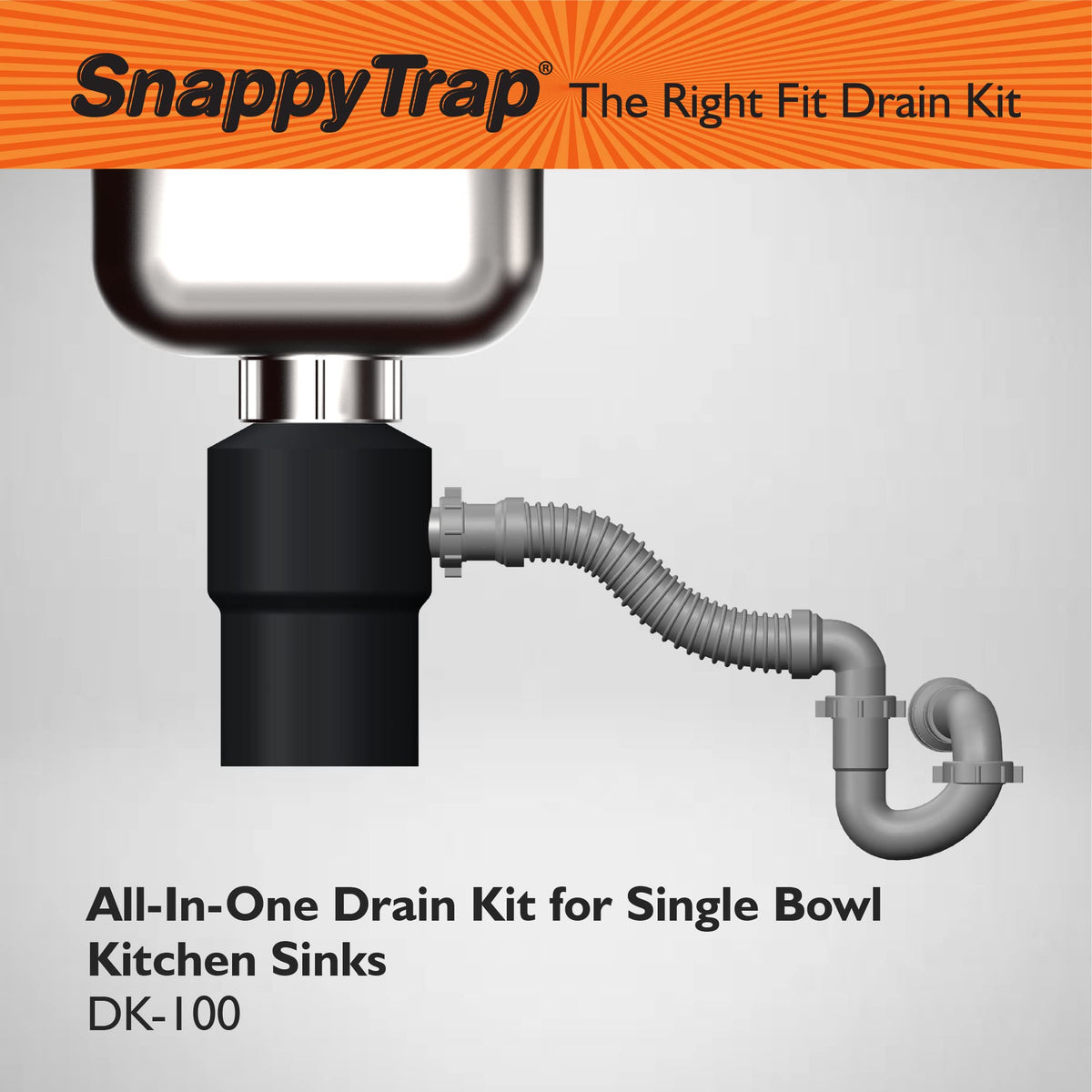 Coflex Snappy Trap under-sink space-saving arrangement in a compact cabinet.