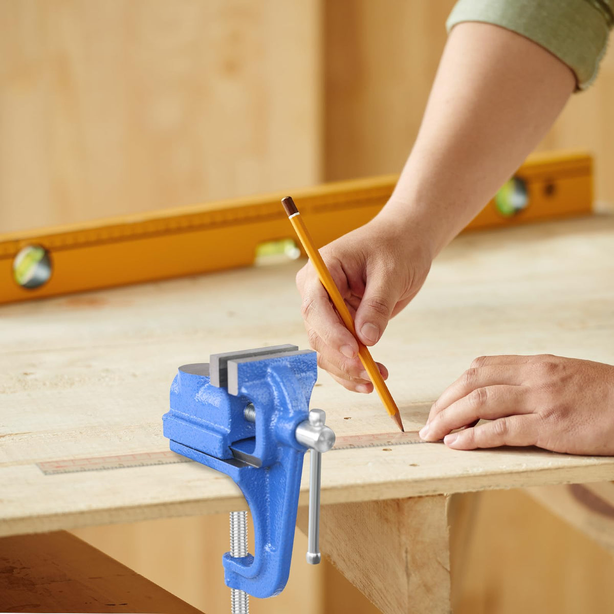 COGNATIVE Mini Table Vise blue craft-use aids detailed sanding, drilling, or carving.