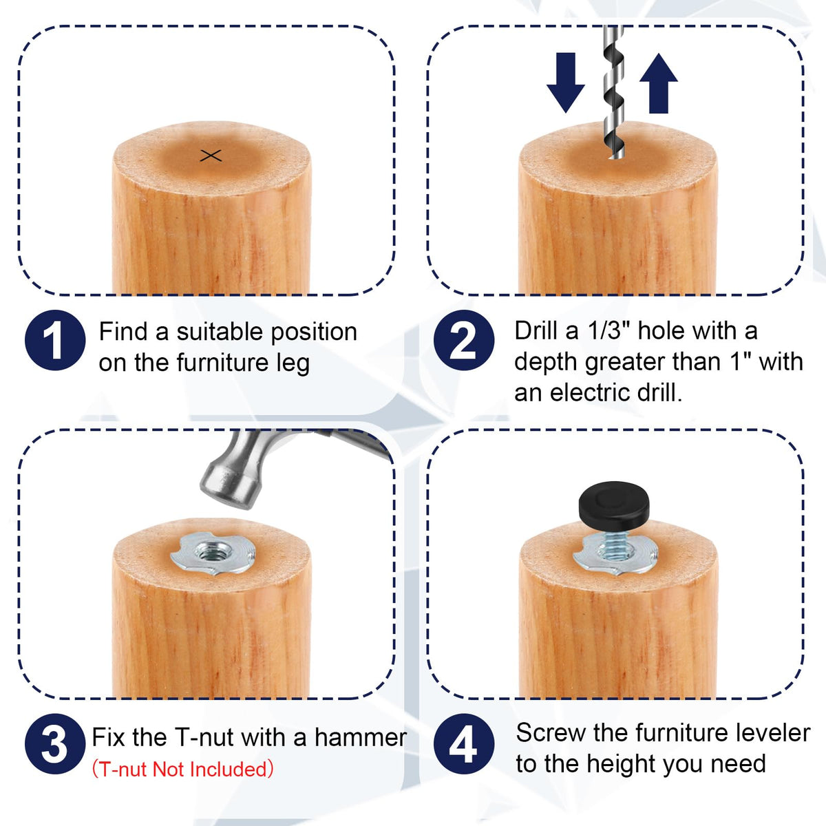 COIDEA indoor and outdoor furniture levelers for versatile use