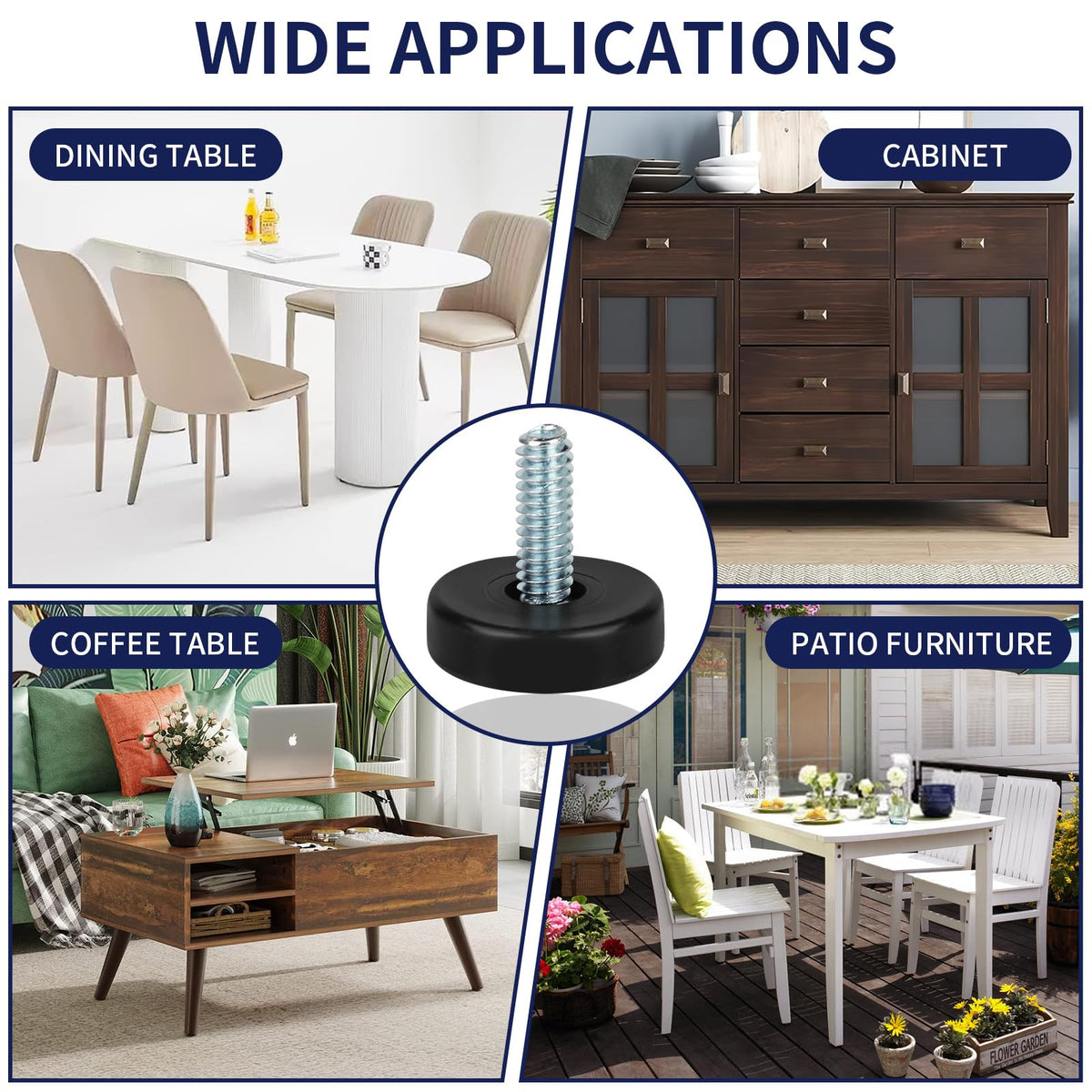 COIDEA levelers on tables, chairs, stools for even height
