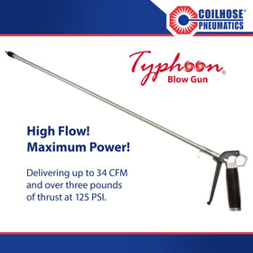 Coilhose Typhoon with variable-flow trigger for precise control during blow-off tasks.