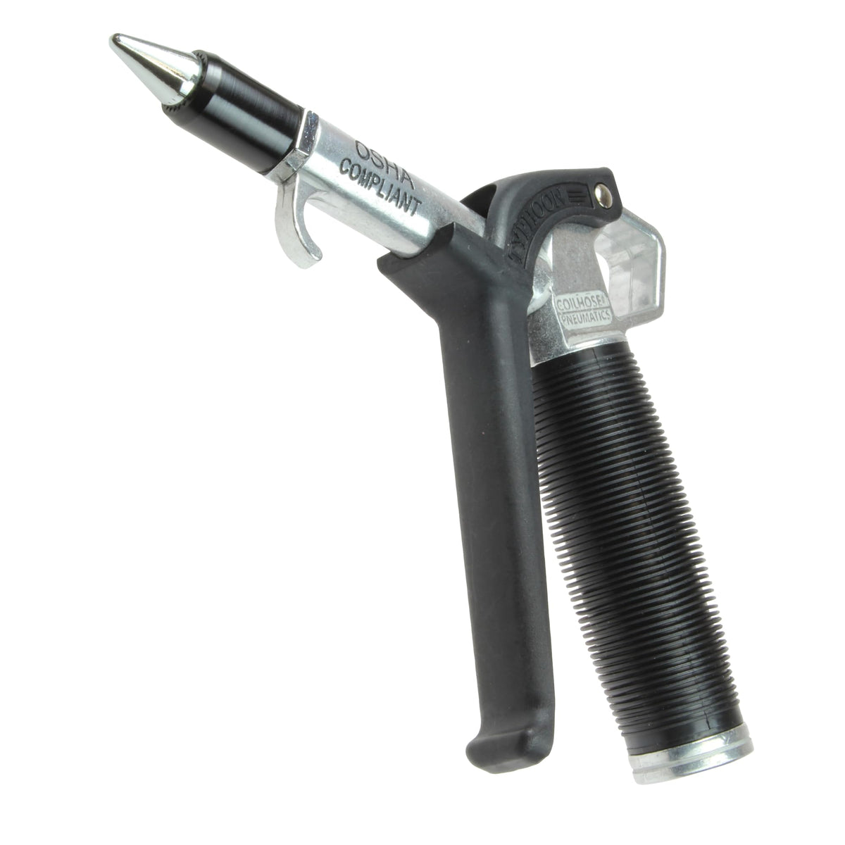 Coilhose Typhoon blow gun shown in a workshop for high-volume cleaning.