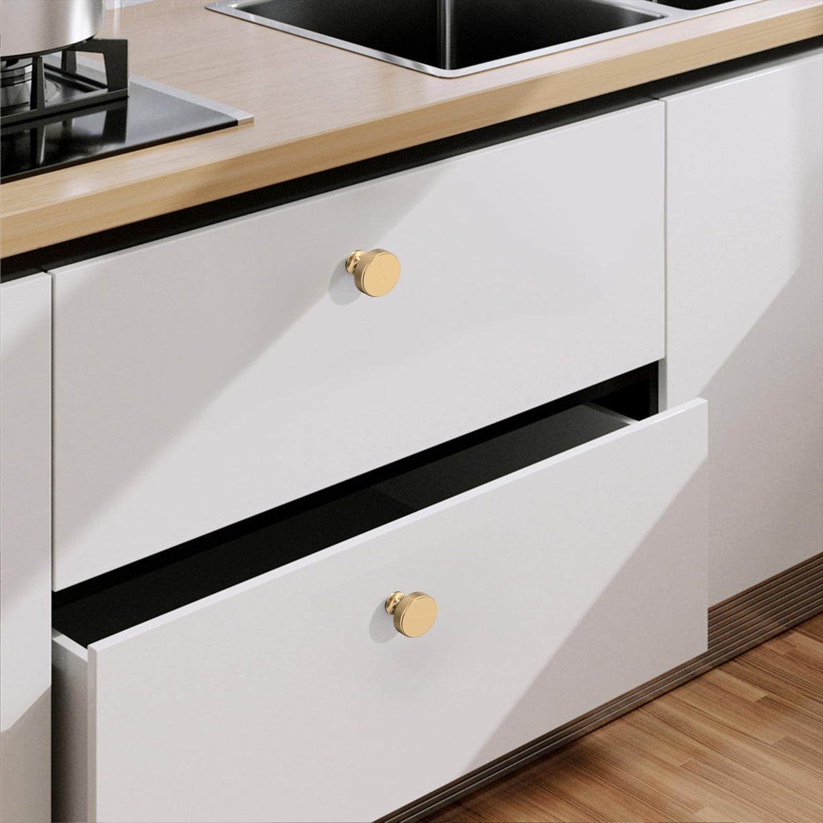 Knurled knob enhances grip on kitchen cabinet doors by Coinkoly