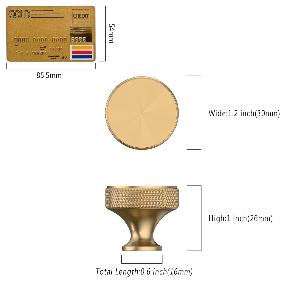 Coinkoly champagne bronze knurled knob mounted on a modern drawer