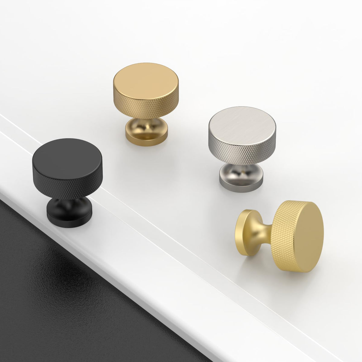 Coinkoly knurled knob complements industrial and farmhouse styles.