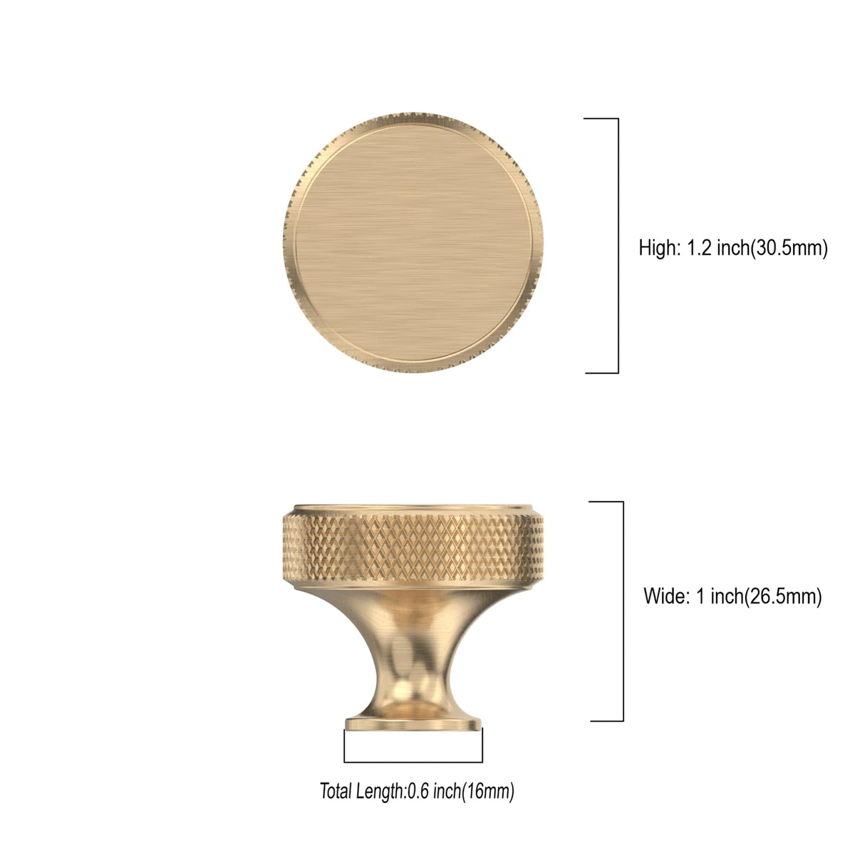 Coinkoly knurled knob matte gold closeup showing premium finish and easy cleaning.