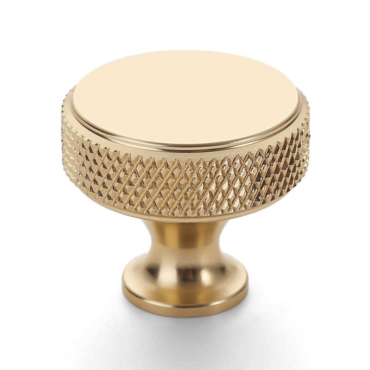 Coinkoly knurled cabinet knob matte gold closeup; durable everyday hardware.