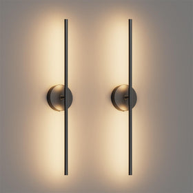Coinmit 28in black wall sconce front view for modern living room lighting.
