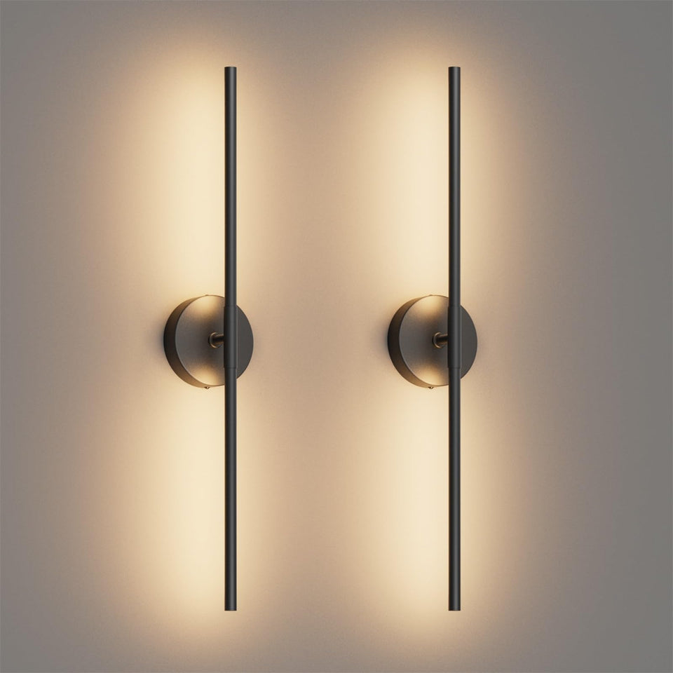 Coinmit 28in black wall sconce front view for modern living room lighting.