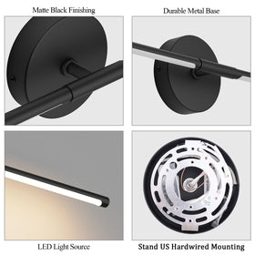Coinmit 28in black wall sconce installed in living room for ambient illumination.