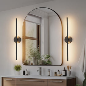 Coinmit 28in black wall sconce LED close-up with high CRI for true colors.