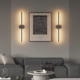 Coinmit 28in black wall sconce side view showing slim profile for hallway use.