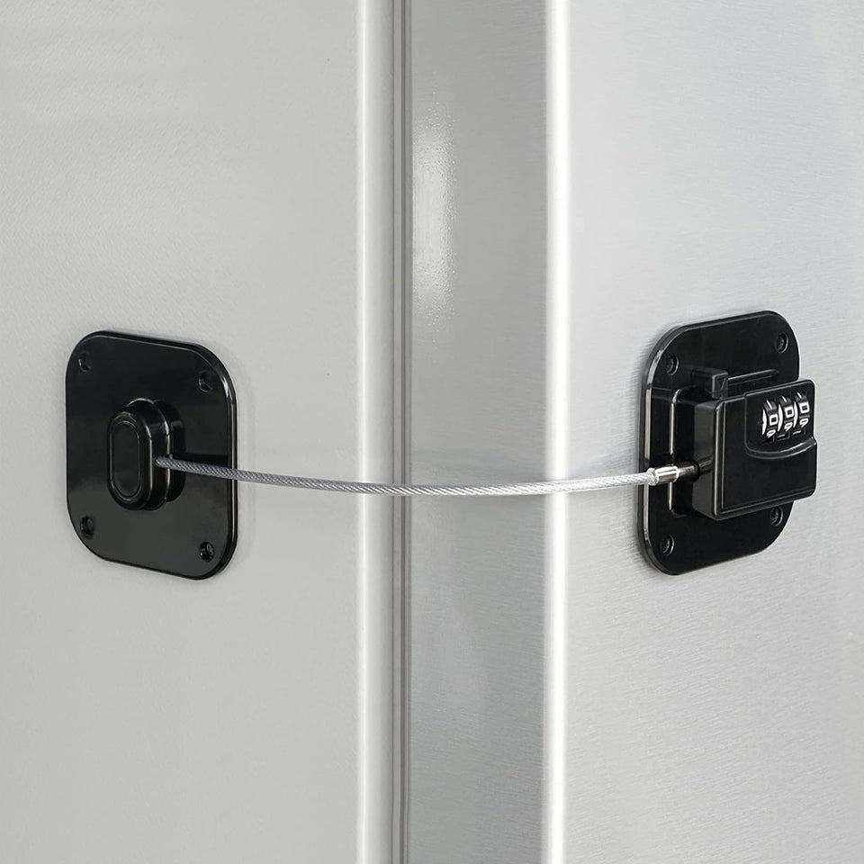 Coipdfty refrigerator lock with combo dial secures the fridge without keys.