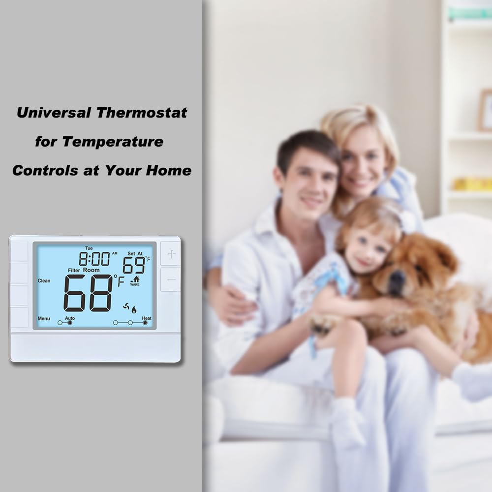 Coiiwsei large backlit thermostat display provides visibility day or night.