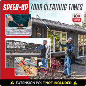 Colbent ground-cleaning setup with pole enables high gutter access.