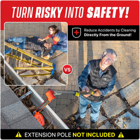 Colbent gutter brush for guards helps sweep leaves without ladders.