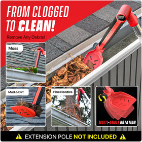 Colbent gutter scoop head enables quick debris removal from gutters.