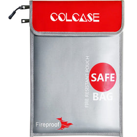 COLCASE fireproof bag with two pockets keeps documents organized and secure during emergencies.