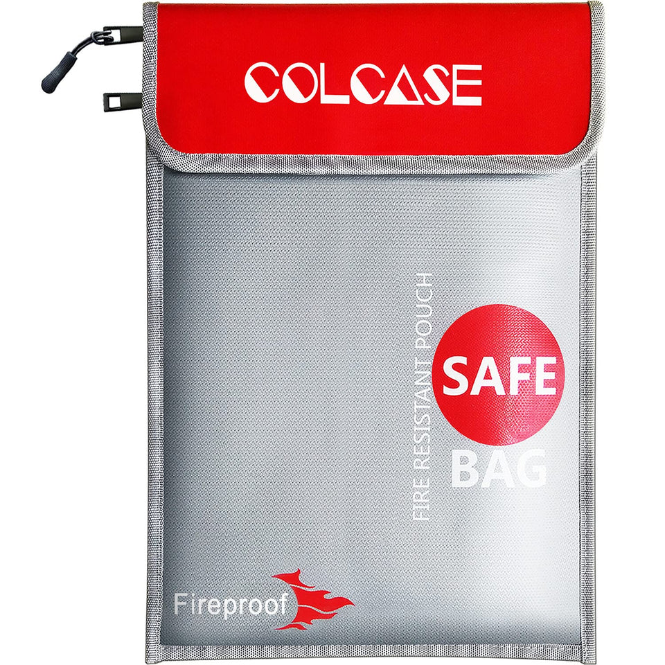 COLCASE fireproof bag with two pockets keeps documents organized and secure during emergencies.