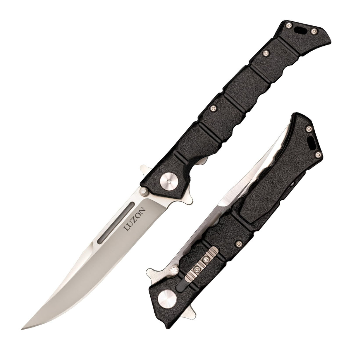 Cold Steel Luzon Medium Folder open, showcasing compact EDC design and secure grip.
