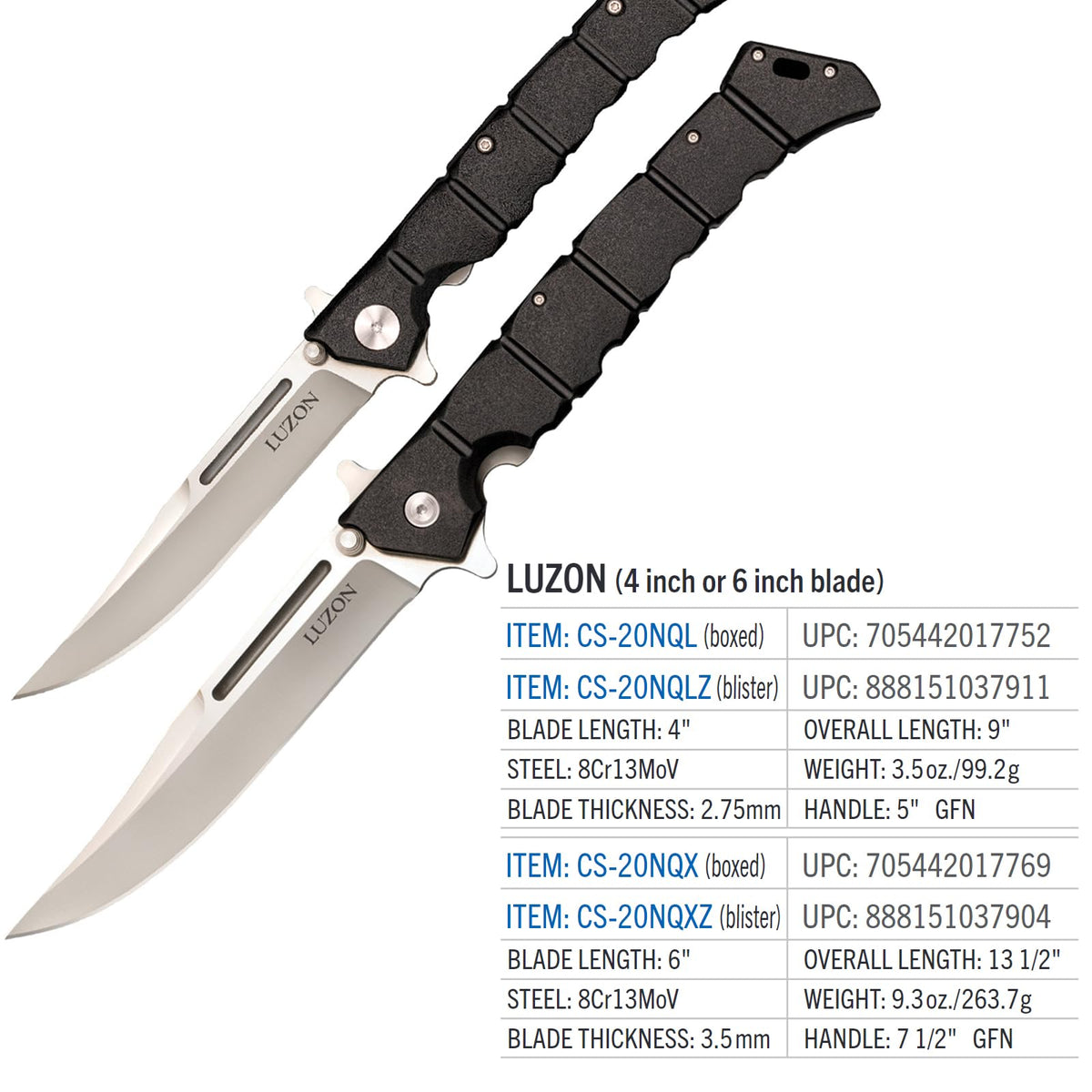 Cold Steel Luzon pocket clip enables secure, quick access.