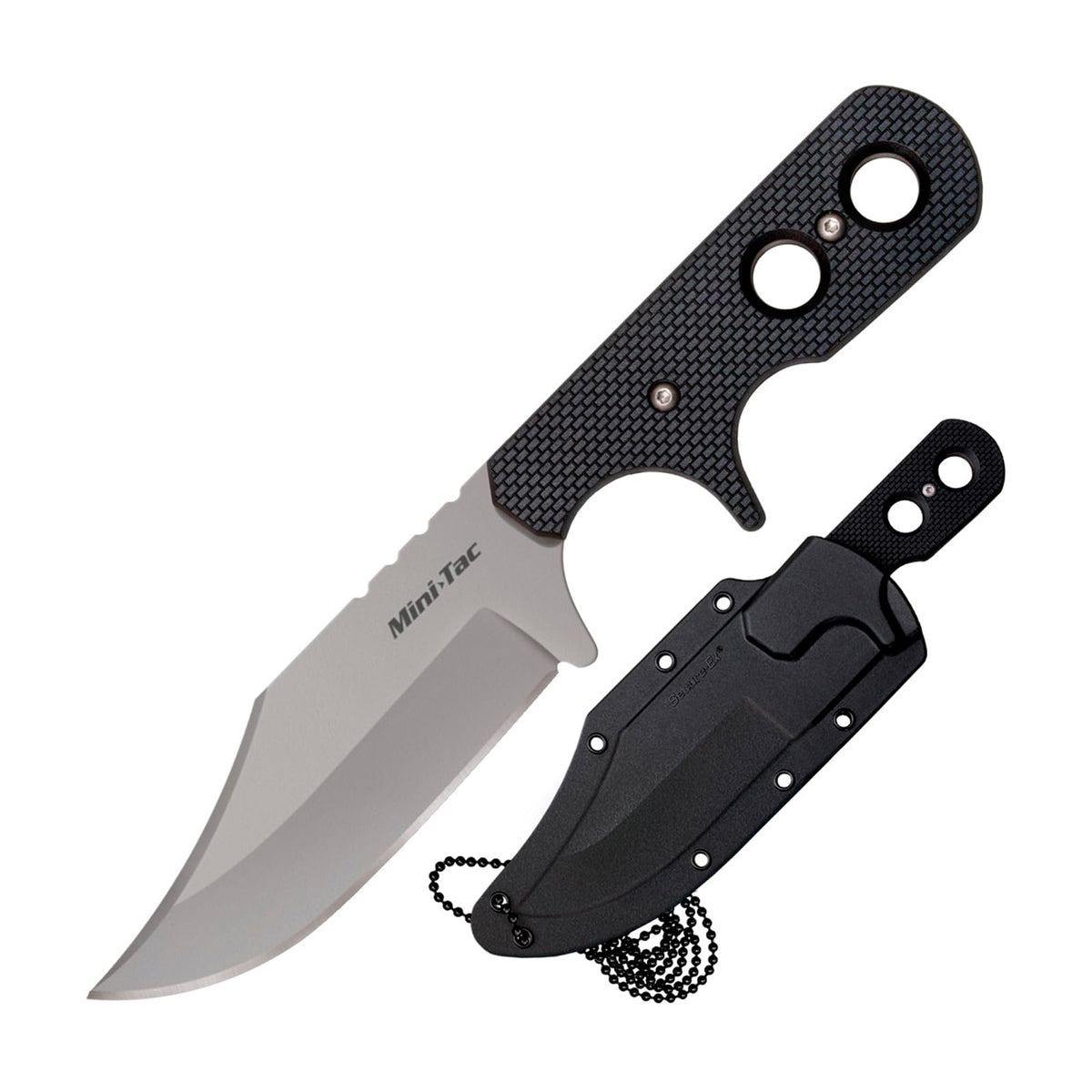Cold Steel Mini Tac Bowie blade clip-point close-up for precise piercing tasks.