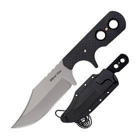 Cold Steel Mini Tac Bowie blade clip-point close-up for precise piercing tasks.