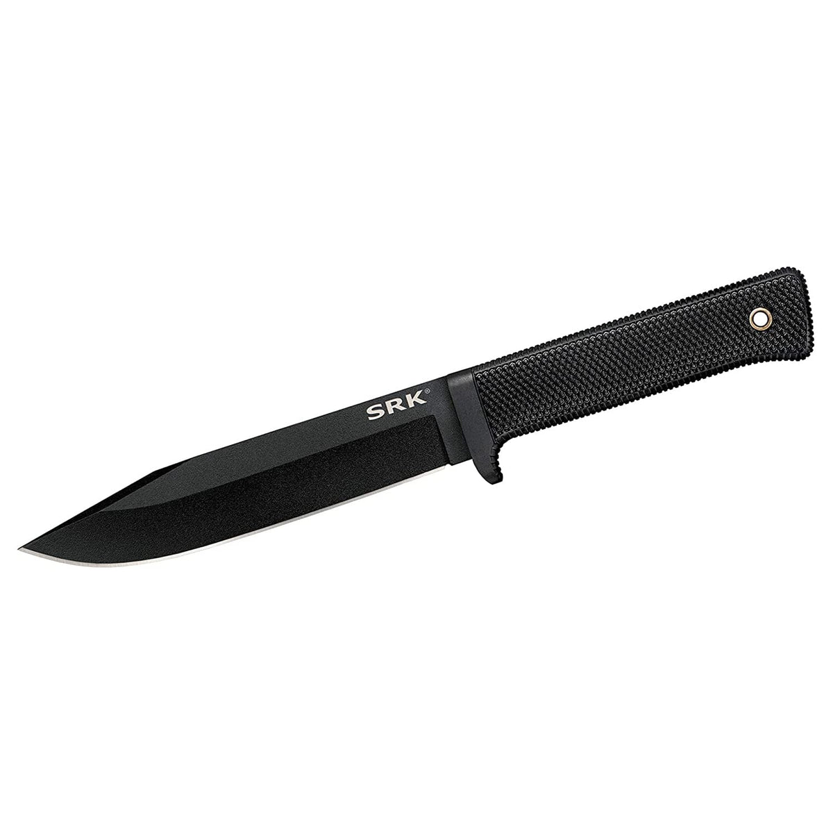 Cold Steel SRK with black-tuff finish enhances corrosion protection and stealth look.
