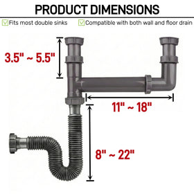 COLDDD flexible P-trap hose demonstrating ease of alignment in tight cabinets.