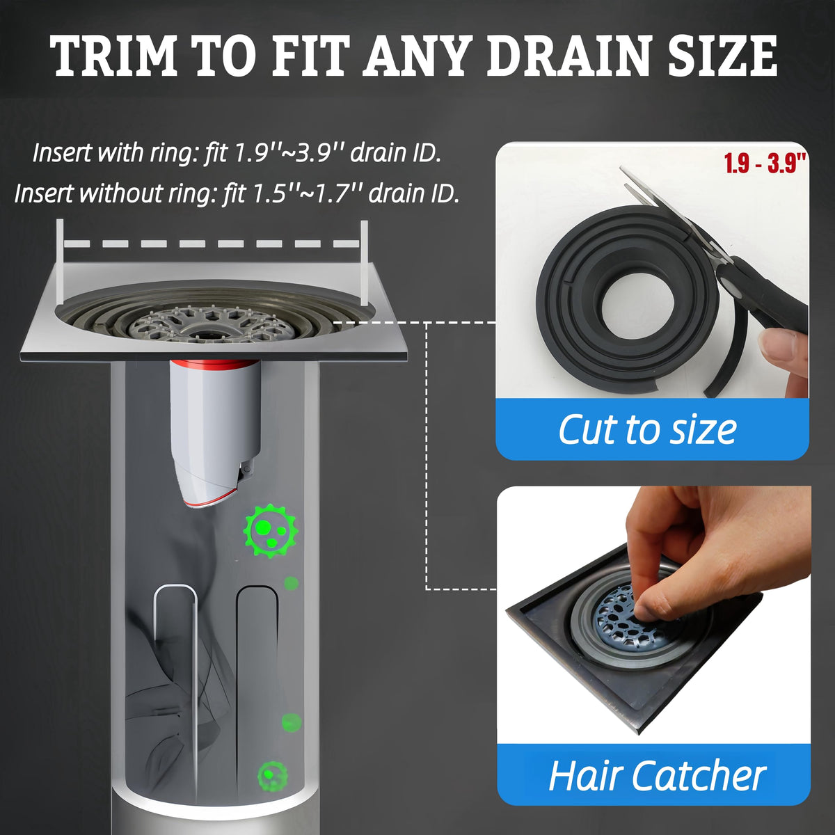 COLDDD hair catcher filter helping prevent clogs and simplify cleanup.